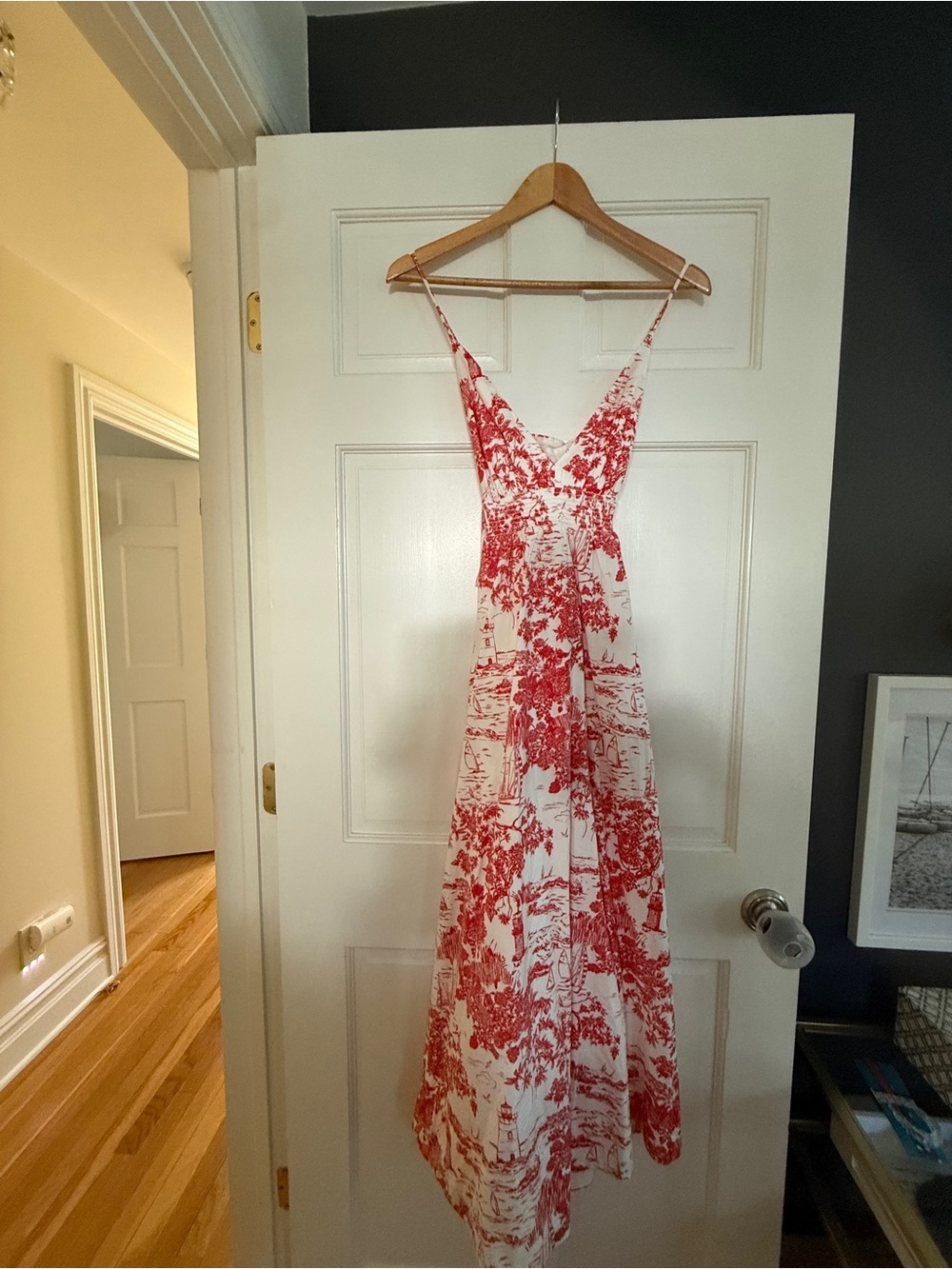 Vineyard Vines NWT Red & White Floral Toile Maxi Dress - Spaghetti Strap